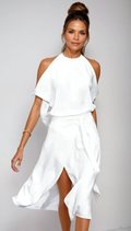 Women’s Cold Shoulder Halter Midi Dress