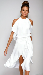 Women’s Cold Shoulder Halter Midi Dress