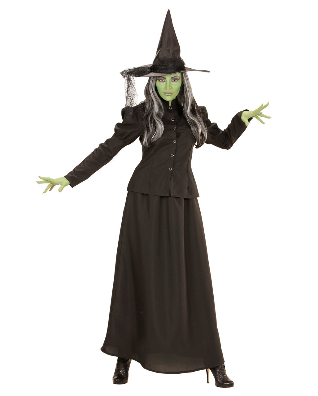 Women's Classic Witch Costume With Button-Front Jacket