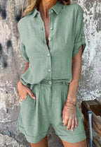 Women’s Relaxed Button Shorts Set