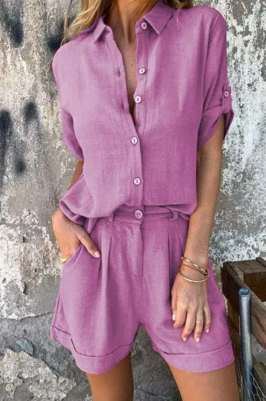 Women’s Relaxed Button Shorts Set