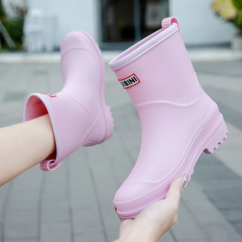 Women's Mid-Calf Rain Boots with Lug Sole