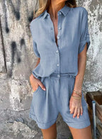 Women’s Relaxed Button Shorts Set