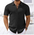 Men’s Textured Knit Button Polo Shirt