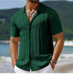 Men’s Textured Knit Button Polo Shirt