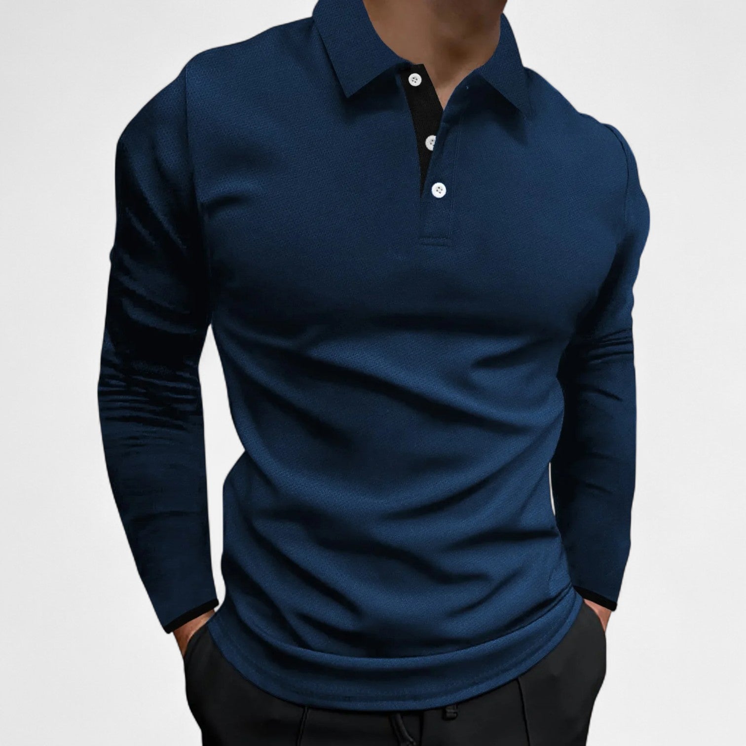 Men's Long Sleeve Casual Polo Shirt