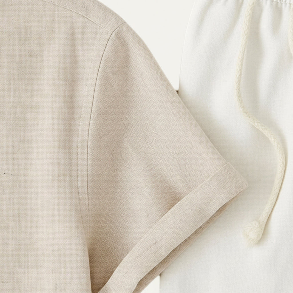 Men’s Short-Sleeve Button-Up Pant Set