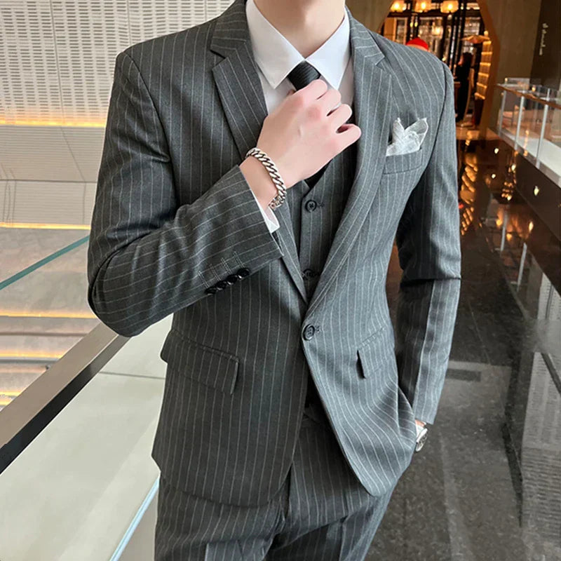 Men’s Pinstripe Three Piece Suit
