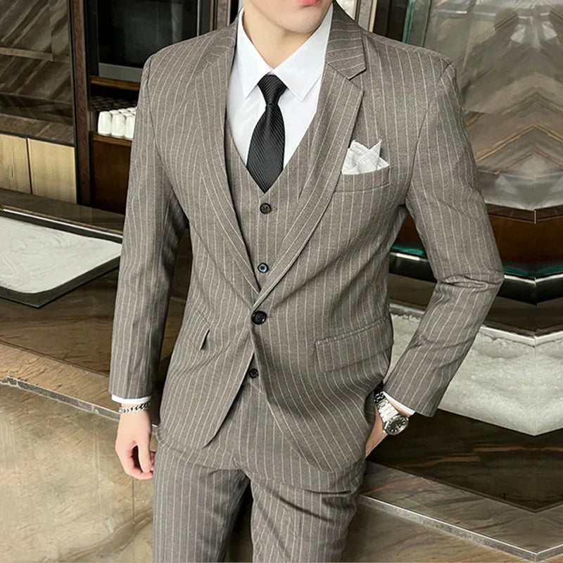 Men’s Pinstripe Three Piece Suit
