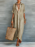Women’s Relaxed Button-Front Maxi Shirt Dress