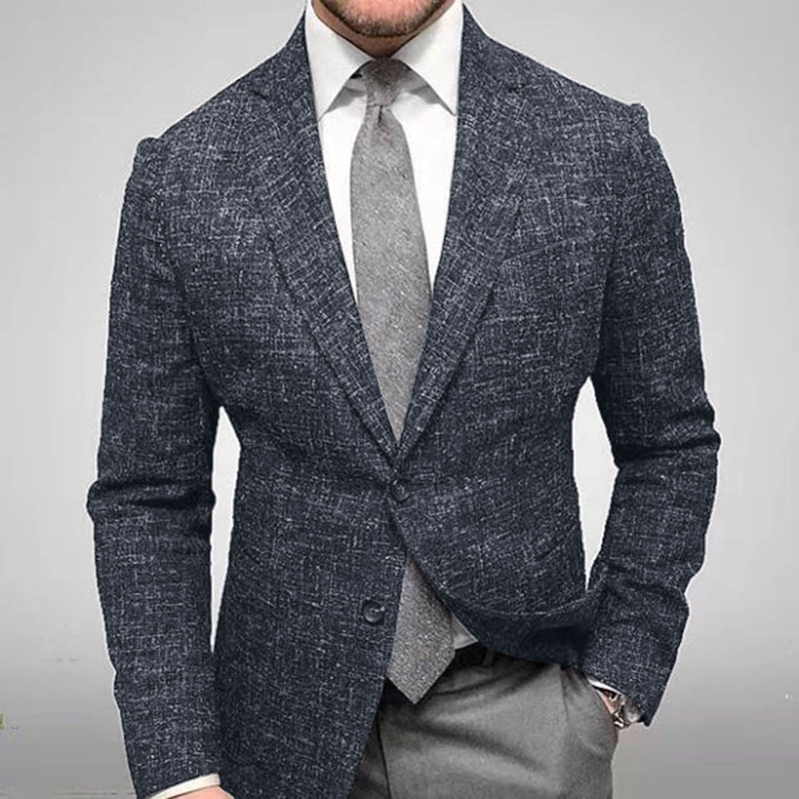 Men’s Tailored Plaid Business Blazer