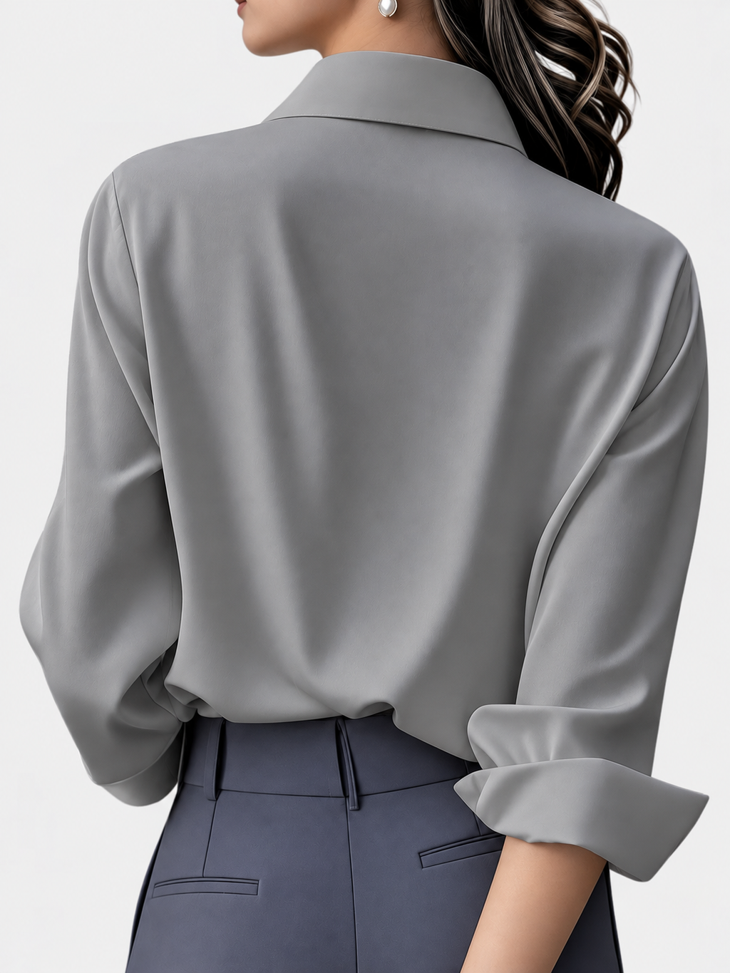 Women's Long Sleeve Button-Up Blouse with Collar