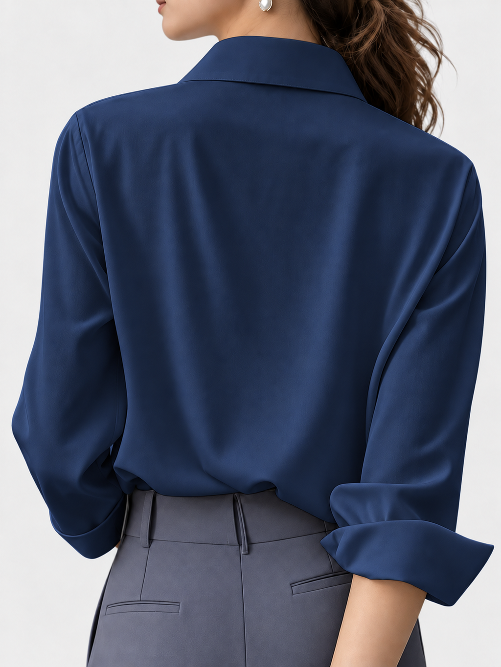 Women's Long Sleeve Button-Up Blouse with Collar