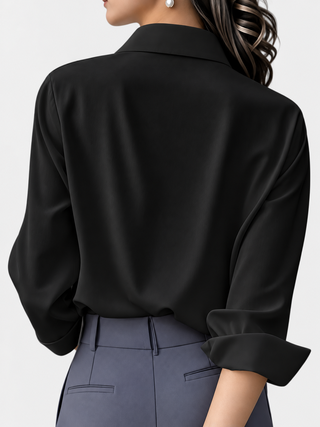 Women's Long Sleeve Button-Up Blouse with Collar