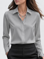 Women's Long Sleeve Button-Up Blouse with Collar