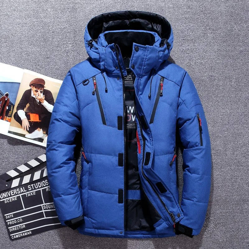 Men's Hooded Puffer Winter Jacket with Zippers