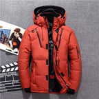 Men's Hooded Puffer Winter Jacket with Zippers