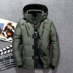 Men's Hooded Puffer Winter Jacket with Zippers