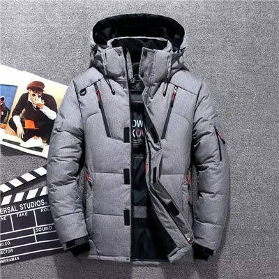 Men's Hooded Puffer Winter Jacket with Zippers