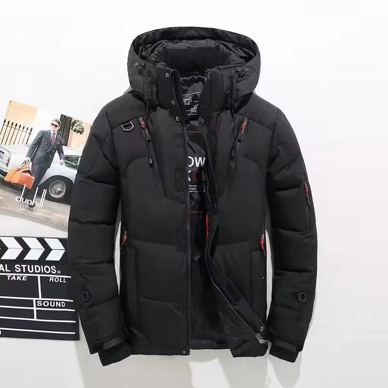 Men's Hooded Puffer Winter Jacket with Zippers