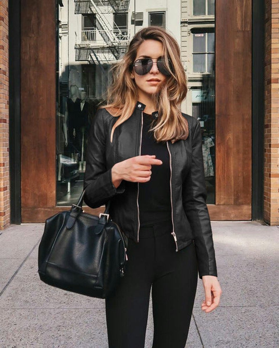 Women's Short Jacket with Stand Collar