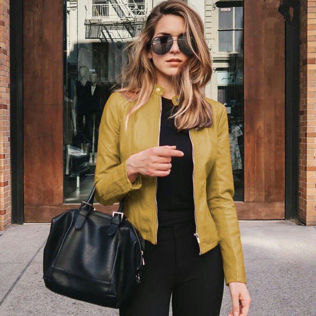 Women's Short Jacket with Stand Collar