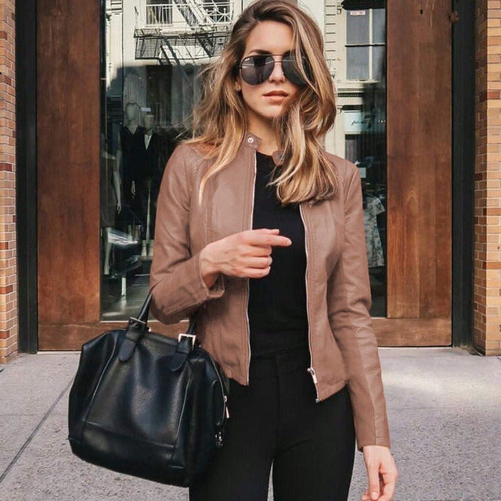 Women's Short Jacket with Stand Collar