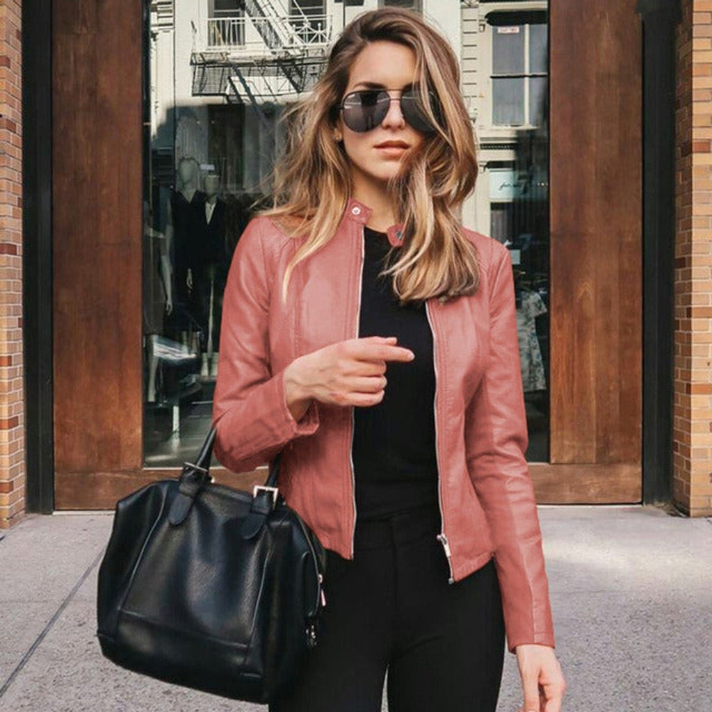 Women's Short Jacket with Stand Collar