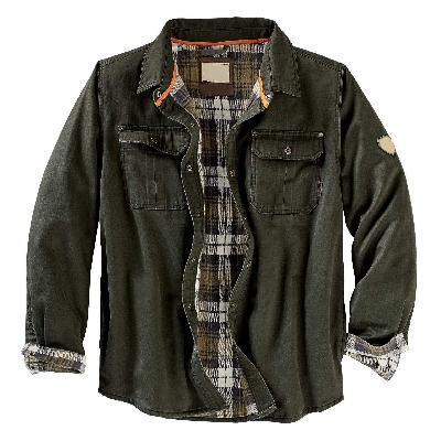 Men's Casual Shirt Jacket with Plaid Detail