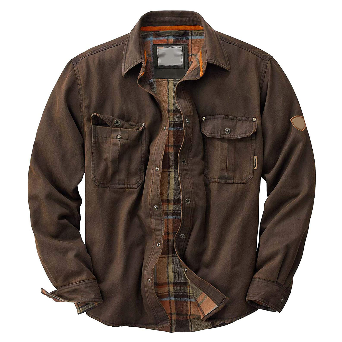 Men's Casual Shirt Jacket with Plaid Detail