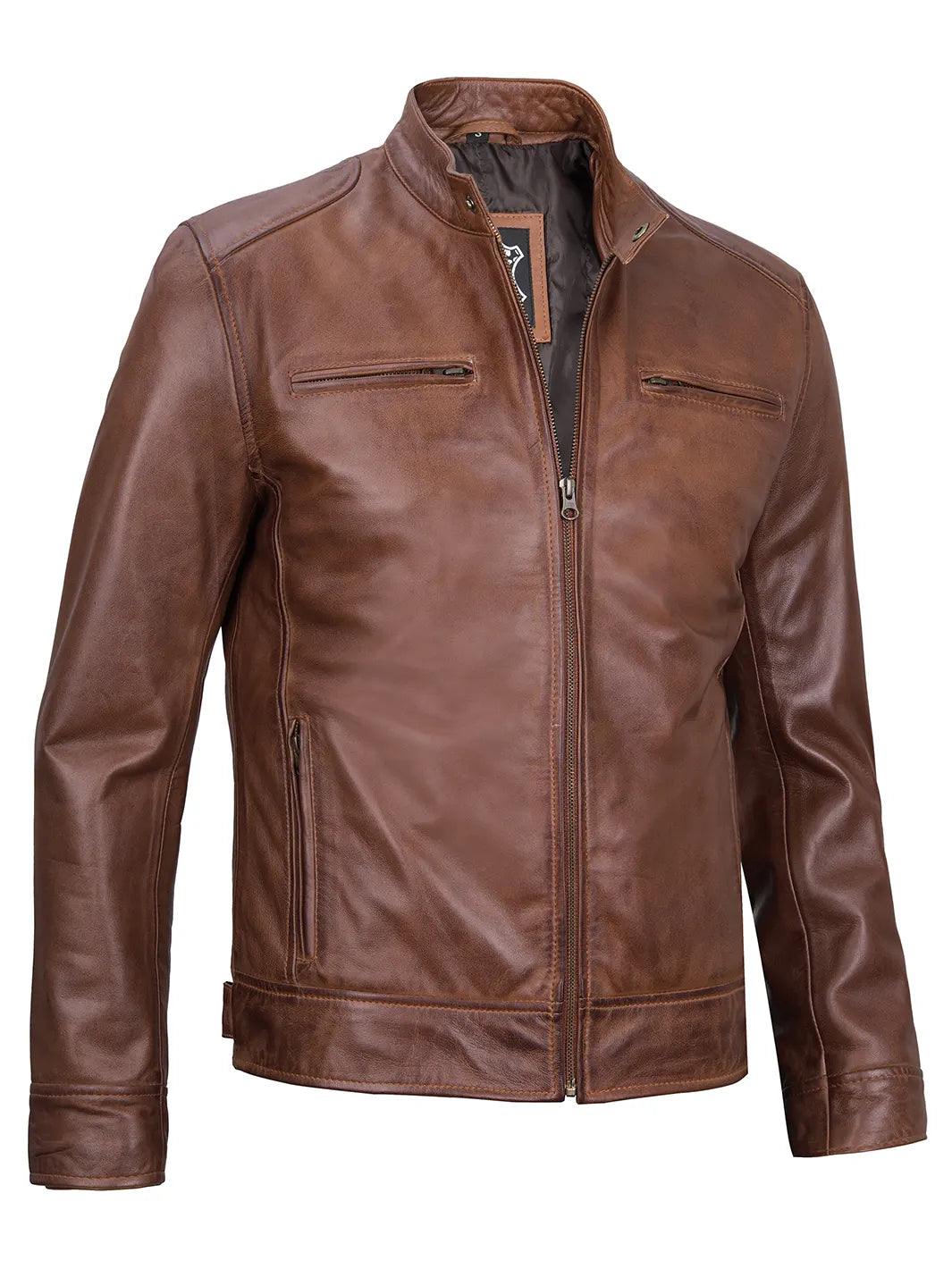 Men's Stand-Collar Short Jacket with Zip Detail