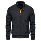 Men's Zip Front Bomber Jacket with Stand Collar