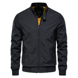 Men's Zip Front Bomber Jacket with Stand Collar