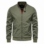Men's Zip Front Bomber Jacket with Stand Collar