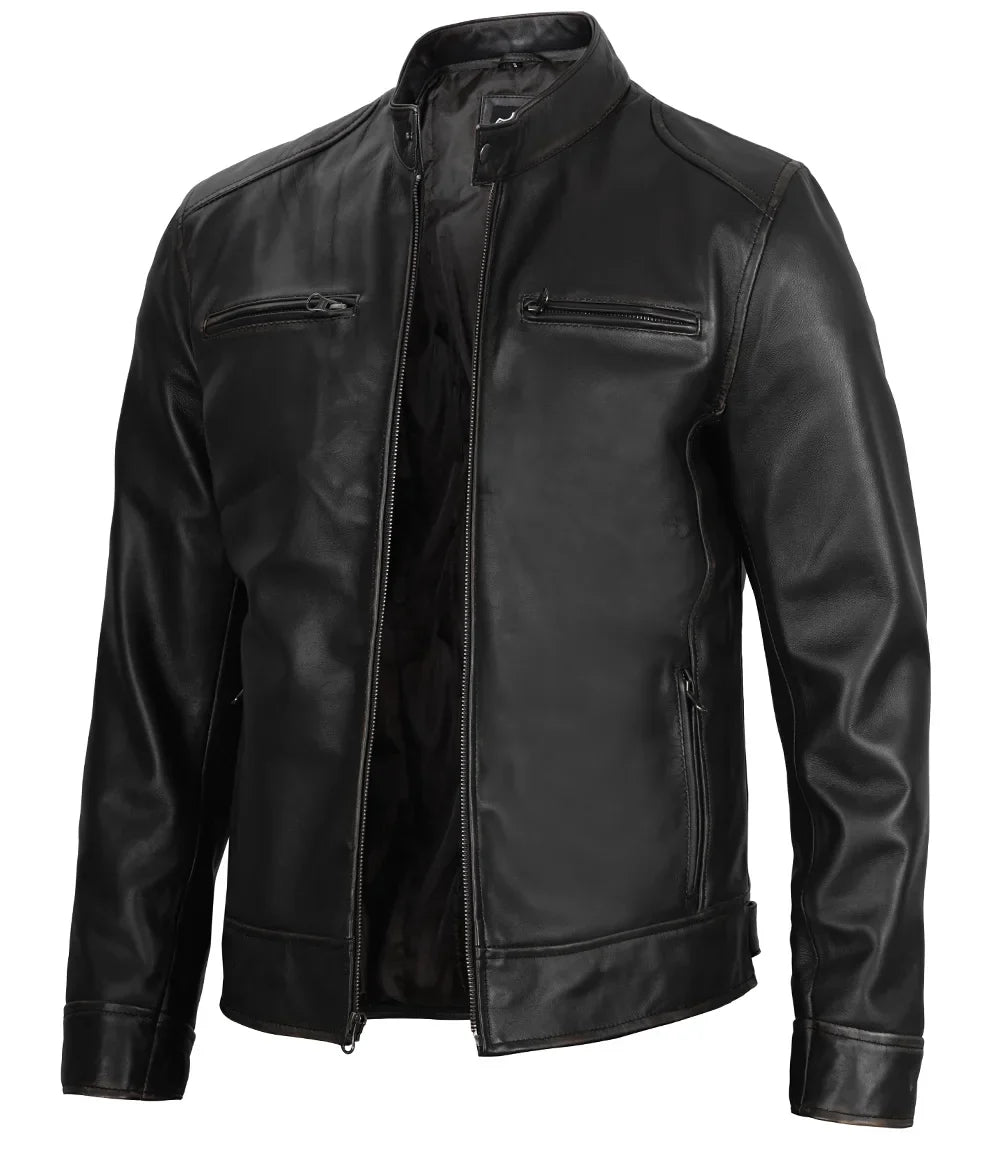 Men's Stand-Collar Zip Jacket with Chest Detail