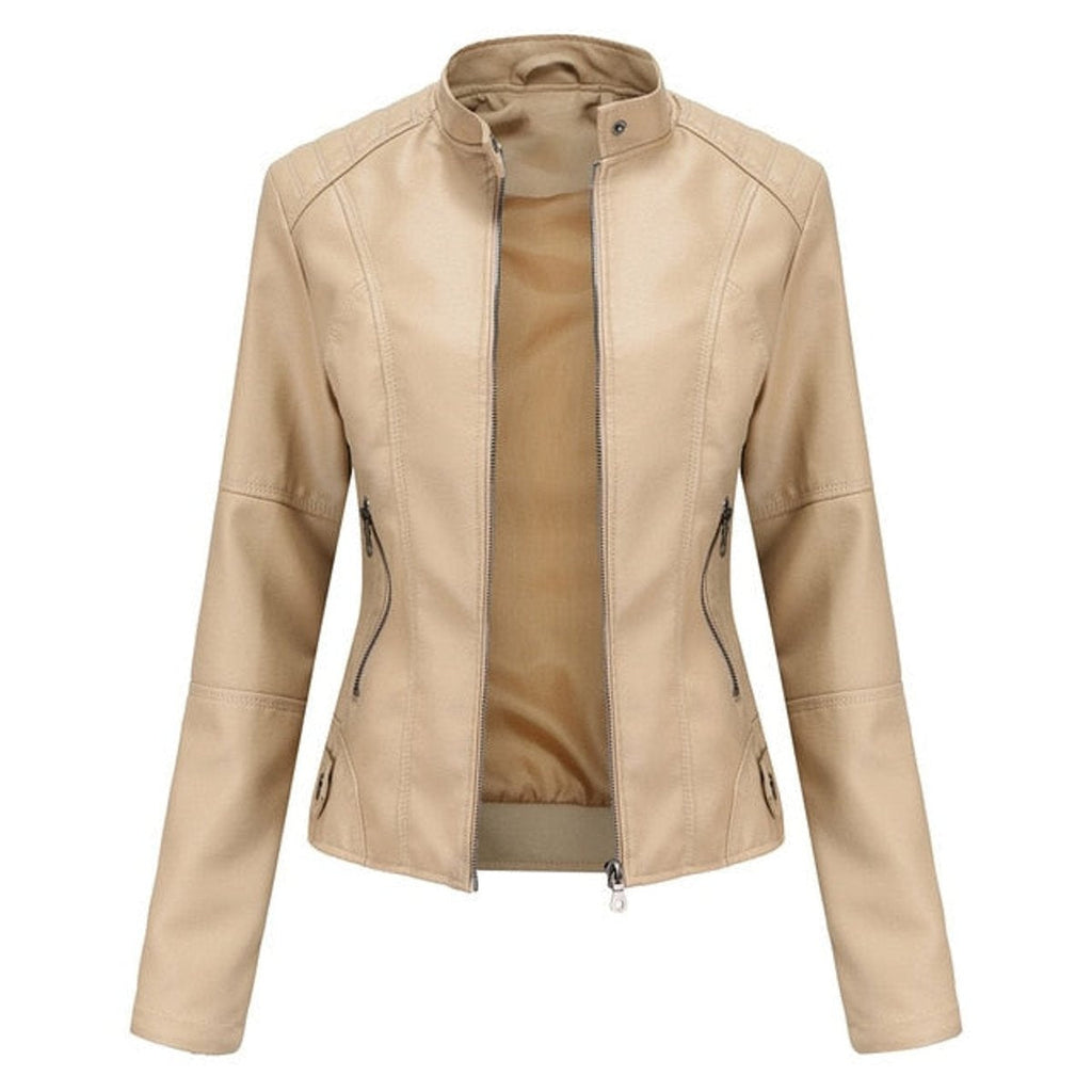 Women's Jacket with Stand Collar and Panel Seams
