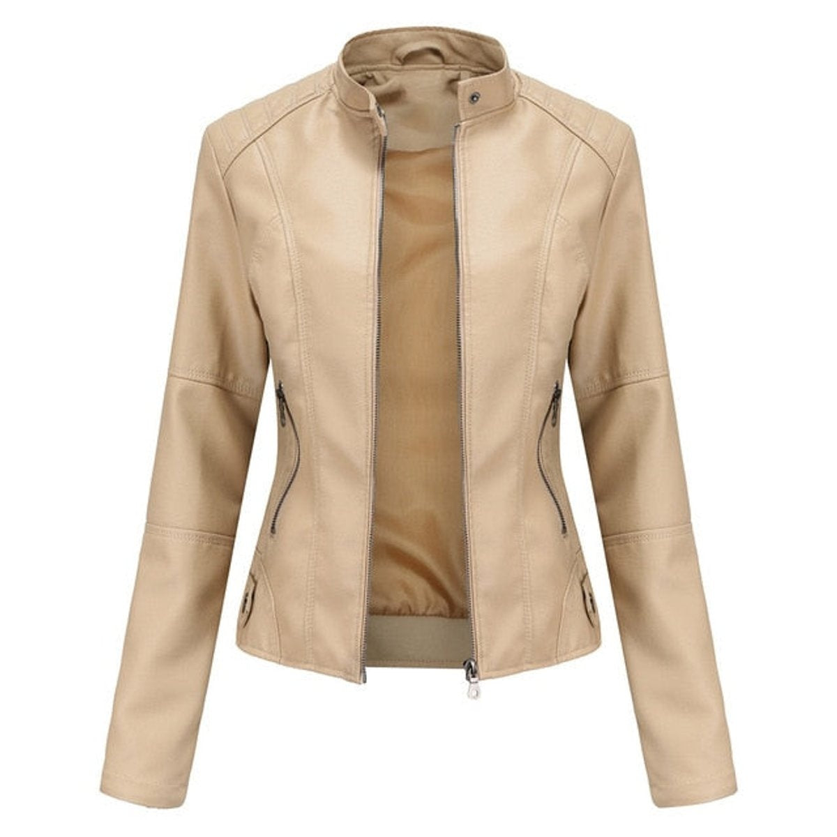 Women's Jacket with Stand Collar and Panel Seams