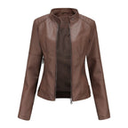 Women's Jacket with Stand Collar and Panel Seams