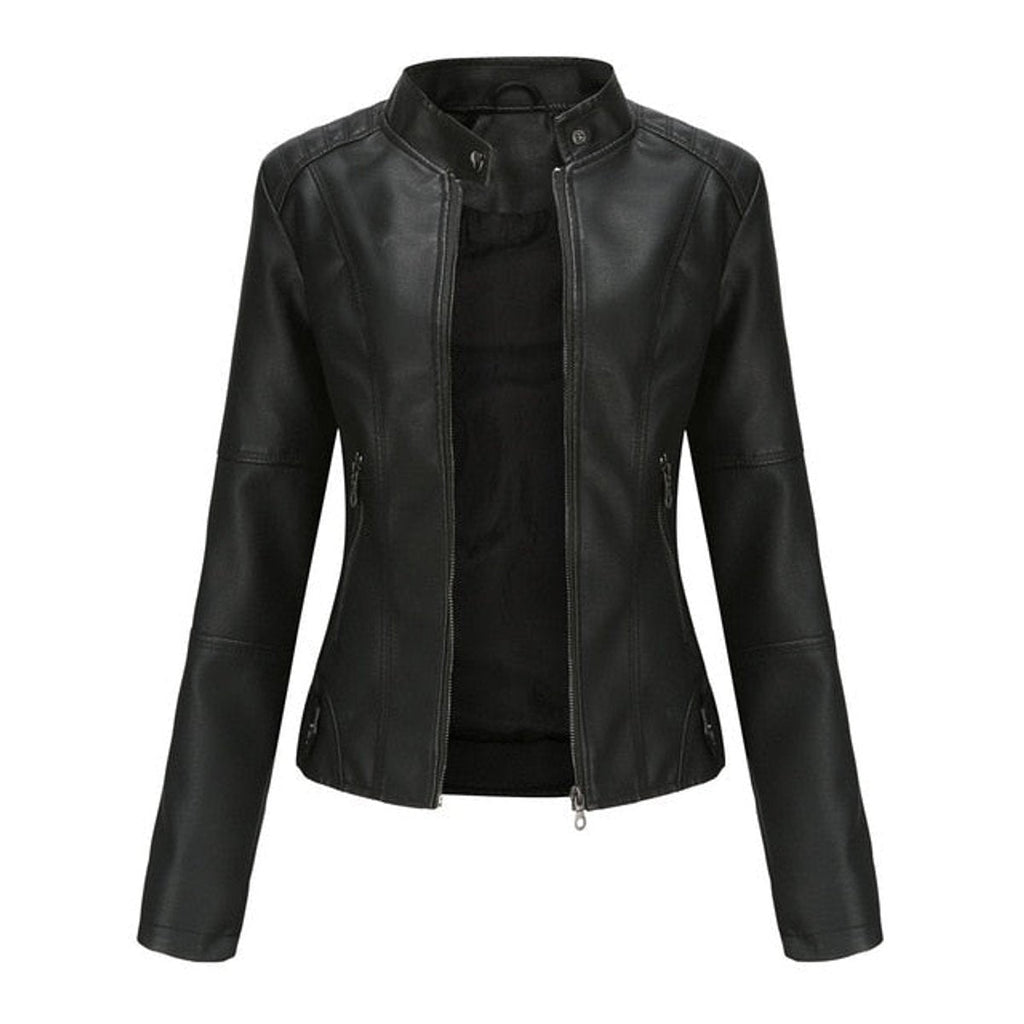 Women's Jacket with Stand Collar and Panel Seams
