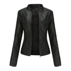 Women's Jacket with Stand Collar and Panel Seams