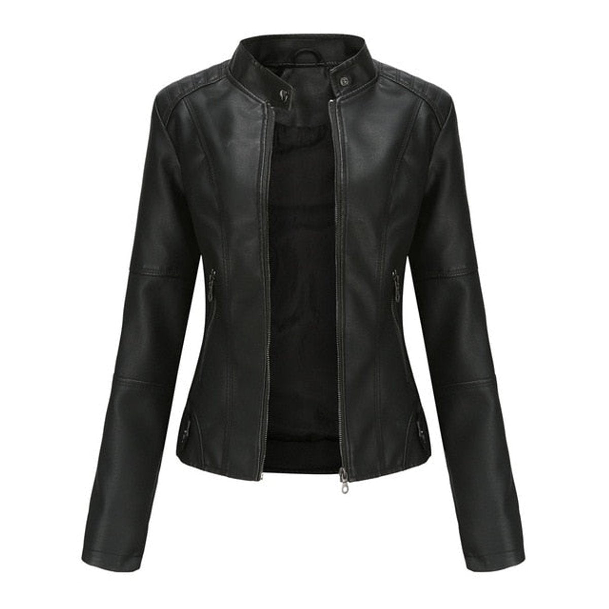 Women's Jacket with Stand Collar and Panel Seams