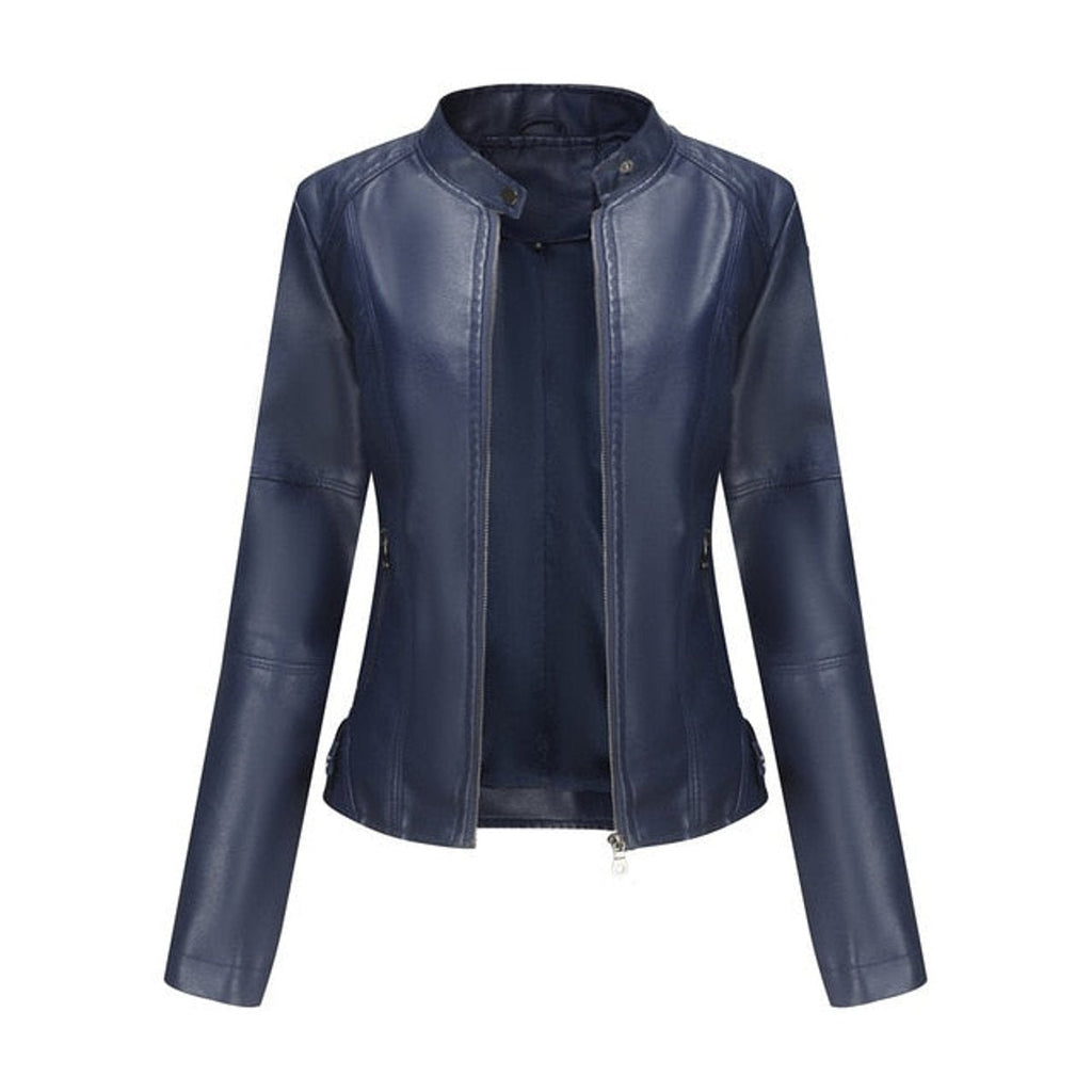 Women's Jacket with Stand Collar and Panel Seams