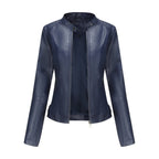 Women's Jacket with Stand Collar and Panel Seams