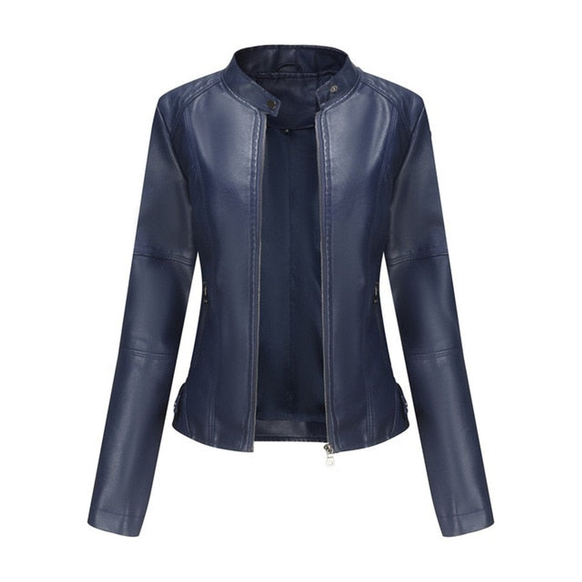 Women's Jacket with Stand Collar and Panel Seams