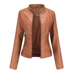 Women's Jacket with Stand Collar and Panel Seams