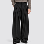 Men's High-Waisted Pleated Wide-Leg Pants