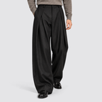 Men's High-Waisted Pleated Wide-Leg Pants