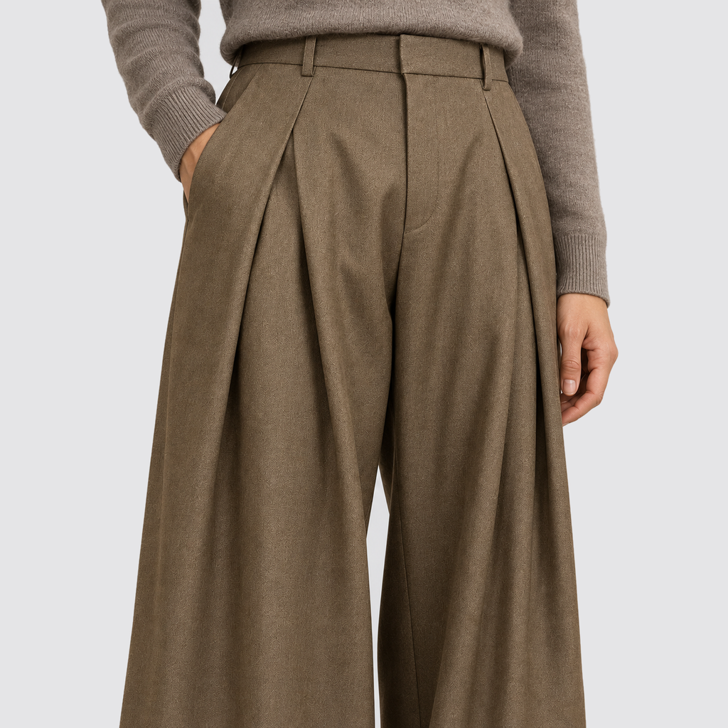 Men's High-Waisted Pleated Wide-Leg Pants