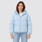Women's Hooded Puffer Jacket with Zip Front