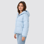 Women's Hooded Puffer Jacket with Zip Front
